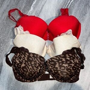 3 Corset Demi bras limited edition 36D red brown cream
